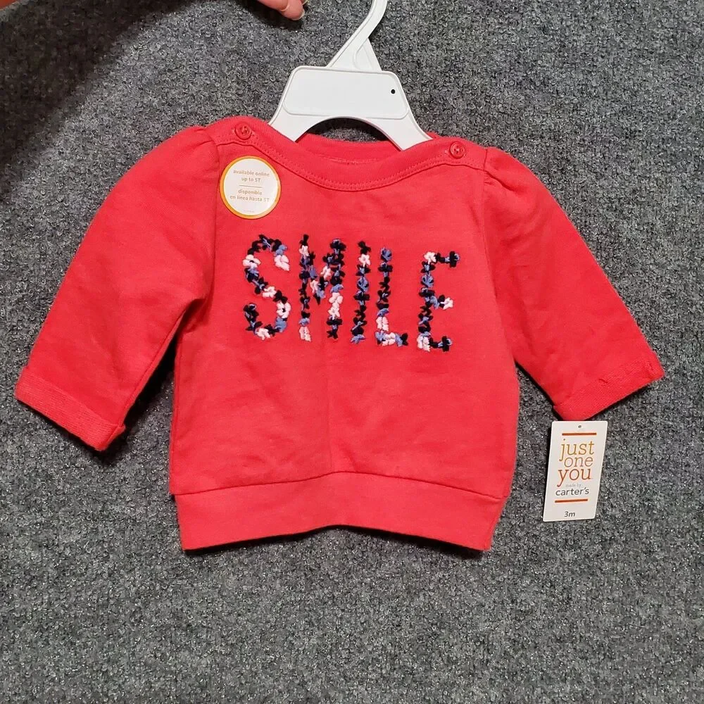 Carters Just One You Smile Floral Sweatshirt Girls Infant Size 3 Months New